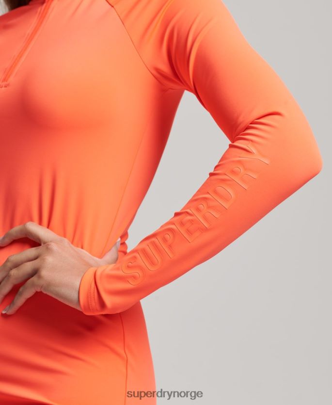 Superdry korall klær 86P46D6598 langermet bodycon minikjole kvinner