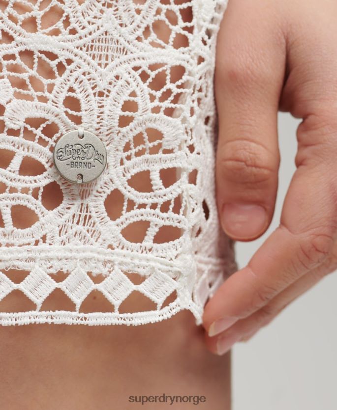 Superdry krem klær 86P46D1994 stranddekke minikjole med blonder kvinner