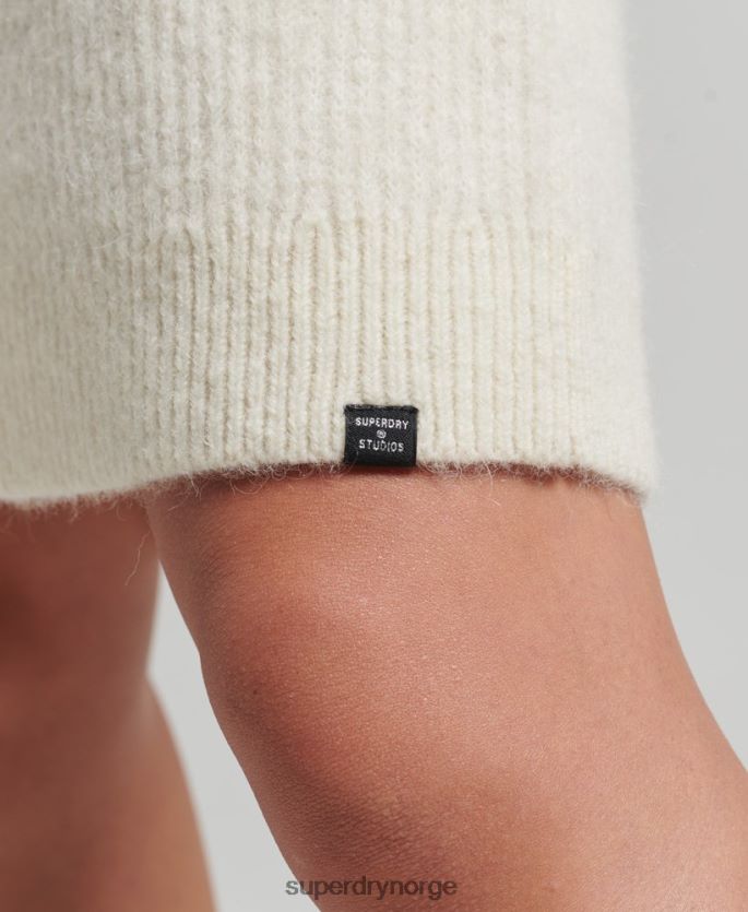 Superdry krem klær 86P46D2496 strikket genserkjole med rullehals kvinner