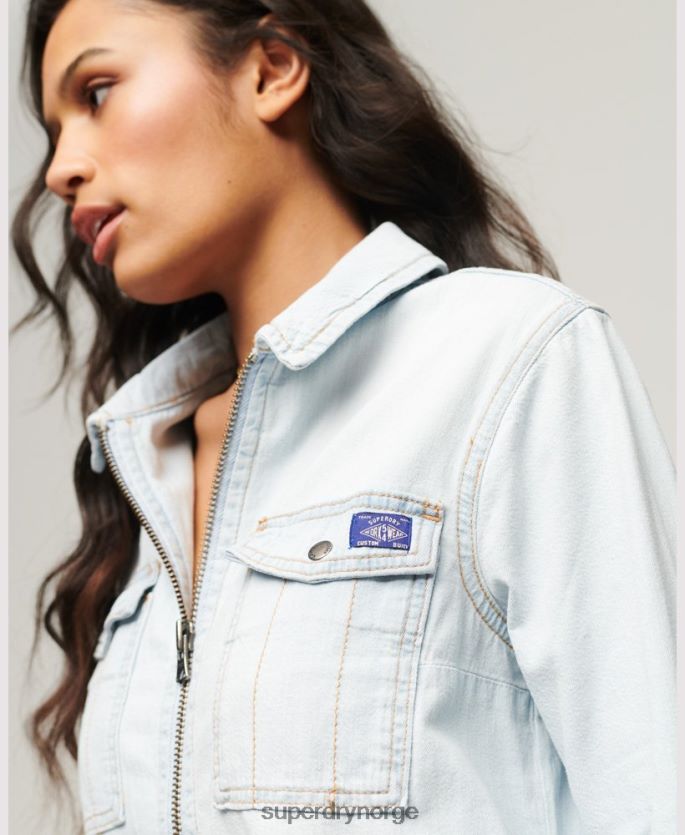 Superdry lyse blå klær 86P46D2543 denim skjortekjole kvinner