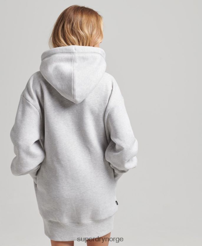 Superdry lysegrå klær 86P46D2461 svettekjole med brodert logo i økologisk bomull kvinner