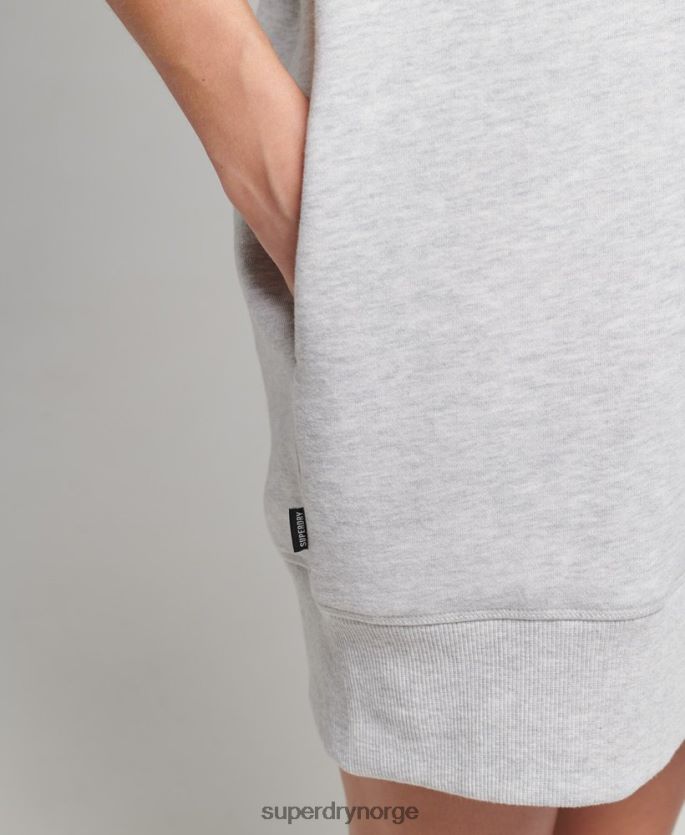 Superdry lysegrå klær 86P46D2461 svettekjole med brodert logo i økologisk bomull kvinner