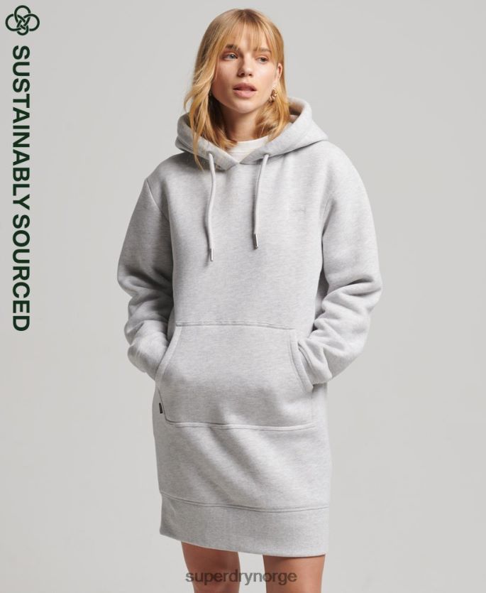 Superdry lysegrå klær 86P46D2482 vintage logo hettegenser i økologisk bomull kvinner