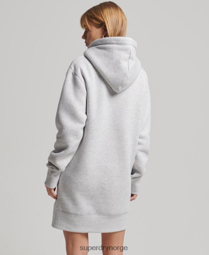 Superdry lysegrå klær 86P46D2482 vintage logo hettegenser i økologisk bomull kvinner
