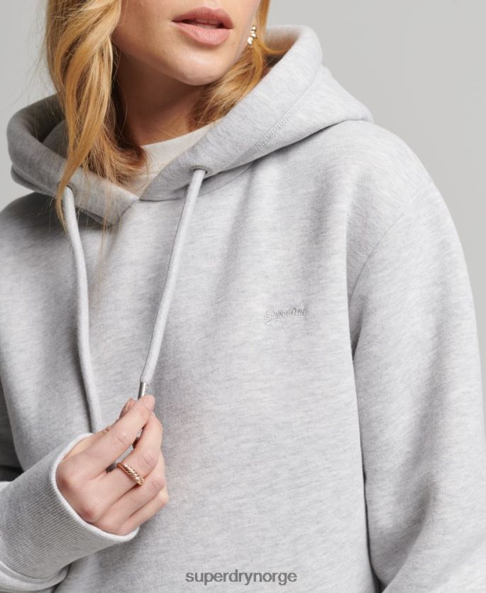 Superdry lysegrå klær 86P46D2482 vintage logo hettegenser i økologisk bomull kvinner