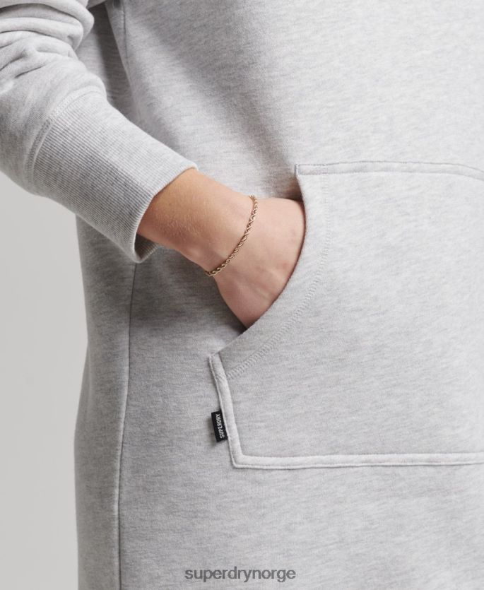 Superdry lysegrå klær 86P46D2482 vintage logo hettegenser i økologisk bomull kvinner