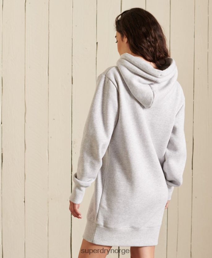 Superdry lysegrå klær 86P46D2487 vintage logo brodert hettegenser kvinner