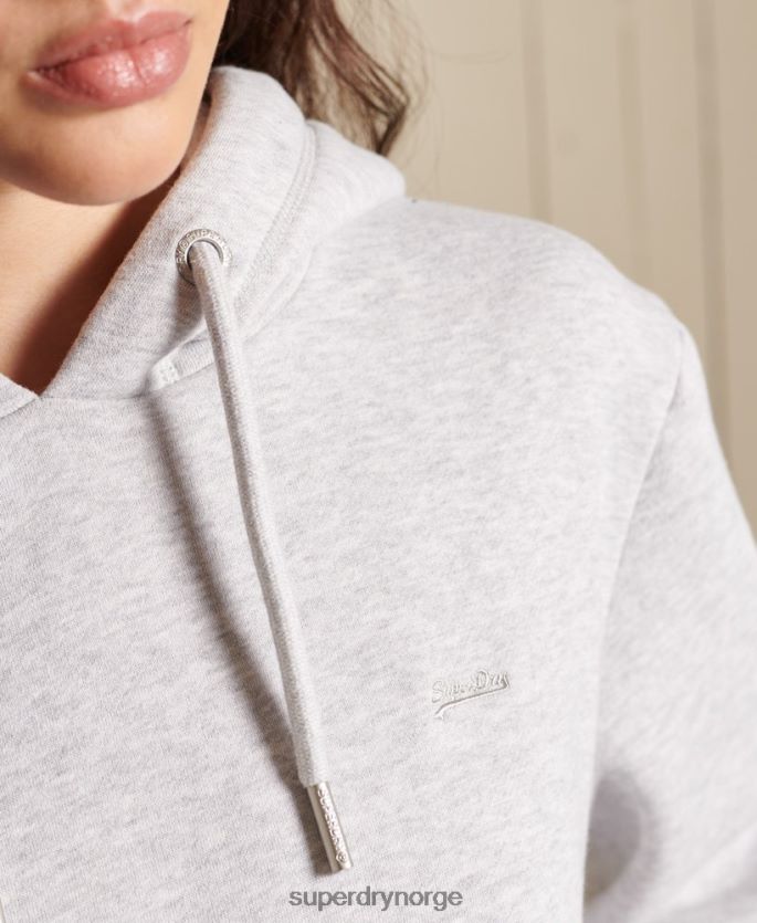 Superdry lysegrå klær 86P46D2487 vintage logo brodert hettegenser kvinner