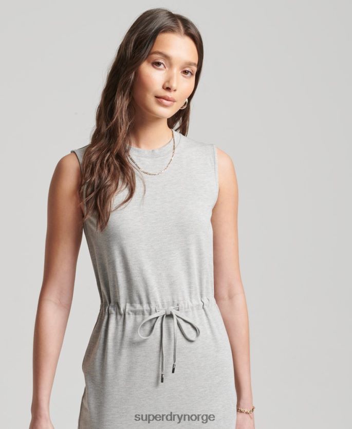 Superdry lysegrå klær 86P46D2526 studios jersey maxi kjole kvinner
