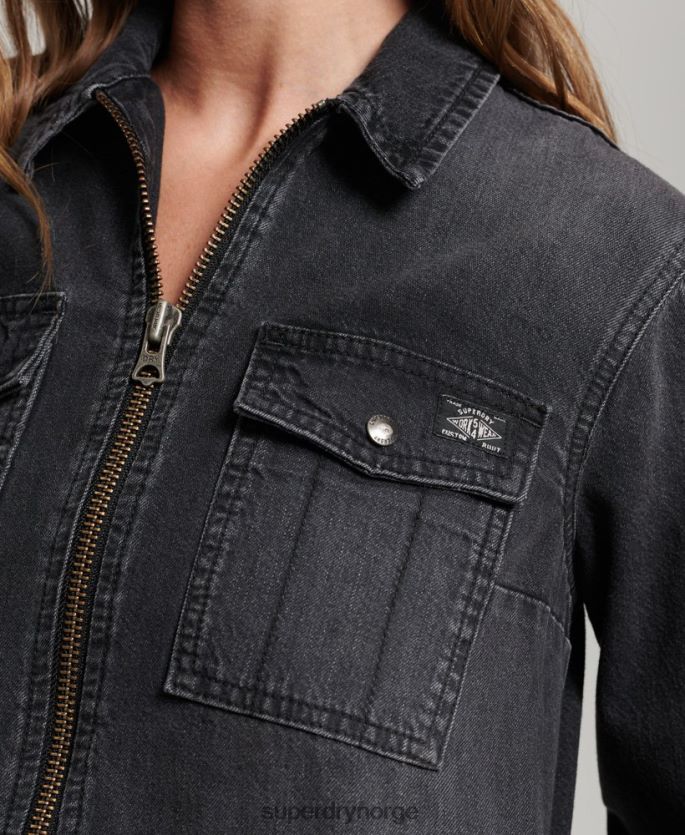 Superdry mørk grå klær 86P46D2506 denim skjortekjole kvinner