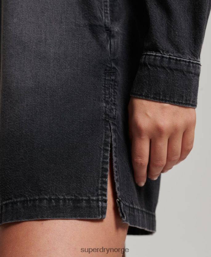 Superdry mørk grå klær 86P46D2506 denim skjortekjole kvinner