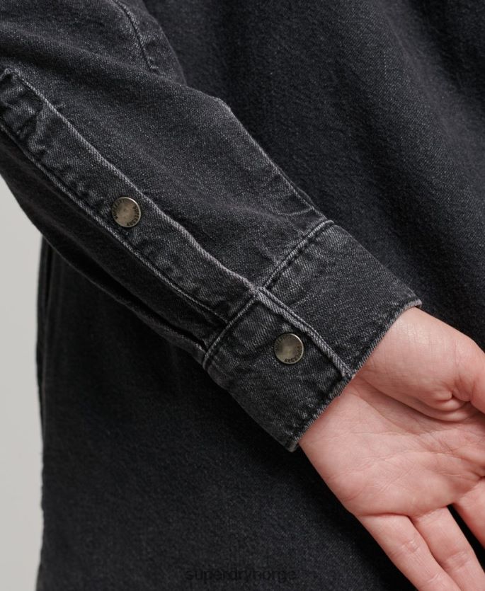 Superdry mørk grå klær 86P46D2506 denim skjortekjole kvinner