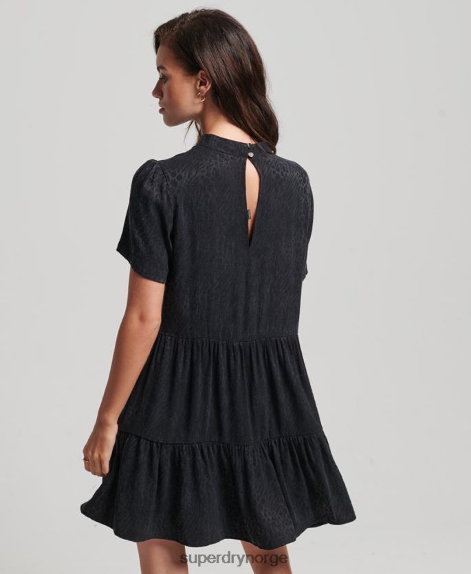 Superdry mørk grå klær 86P46D6720 lagdelt kortermet minikjole kvinner