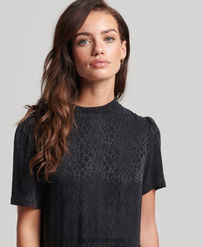 Superdry mørk grå klær 86P46D6720 lagdelt kortermet minikjole kvinner