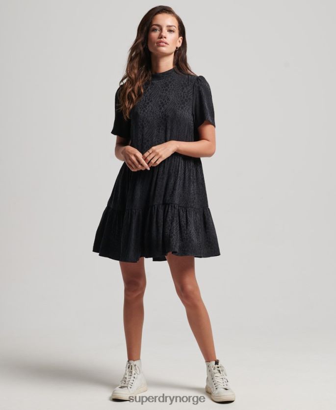 Superdry mørk grå klær 86P46D6720 lagdelt kortermet minikjole kvinner
