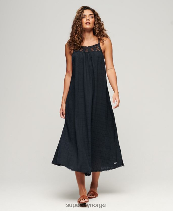 Superdry marinen klær 86P46D1986 vintage lang grime cami kjole kvinner