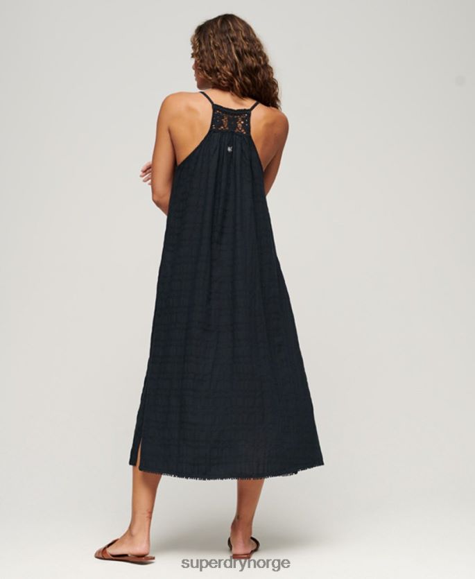 Superdry marinen klær 86P46D1986 vintage lang grime cami kjole kvinner