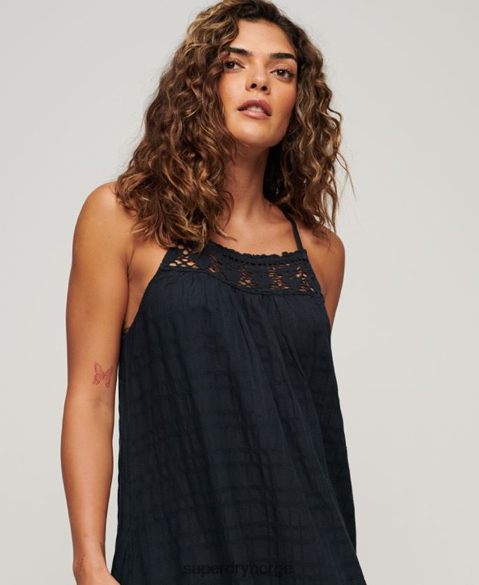 Superdry marinen klær 86P46D1986 vintage lang grime cami kjole kvinner