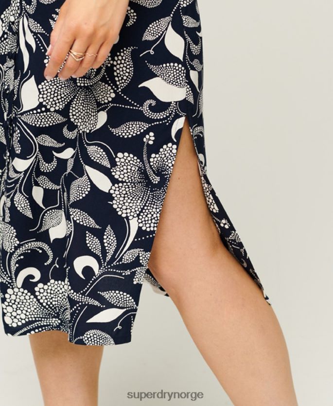 Superdry marinen klær 86P46D2043 cami midikjole med trykkknapp kvinner