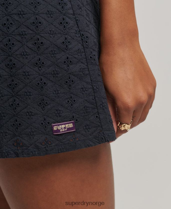 Superdry marinen klær 86P46D2387 vintage broderie minikjole kvinner