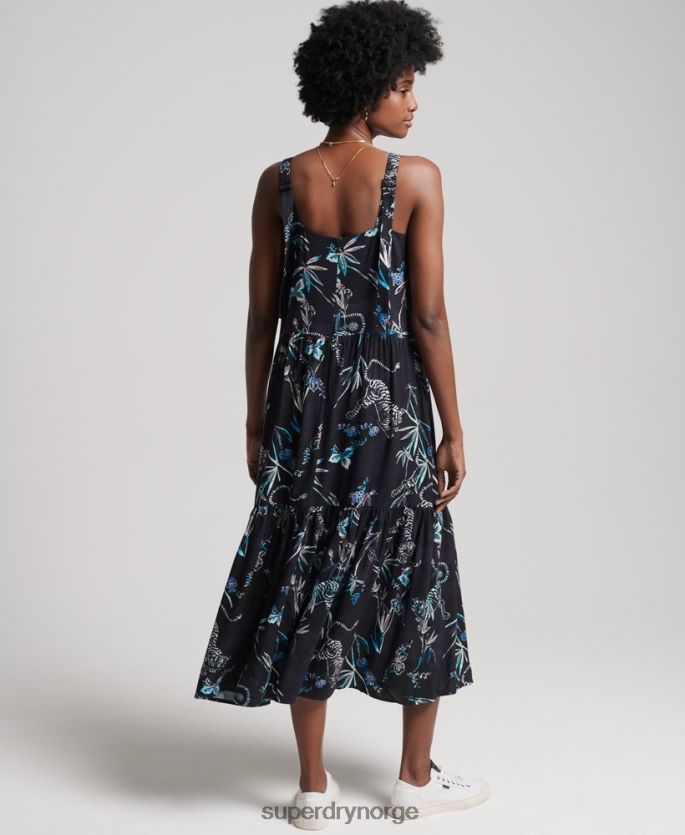 Superdry marinen klær 86P46D2528 studios vevd maxi kjole kvinner