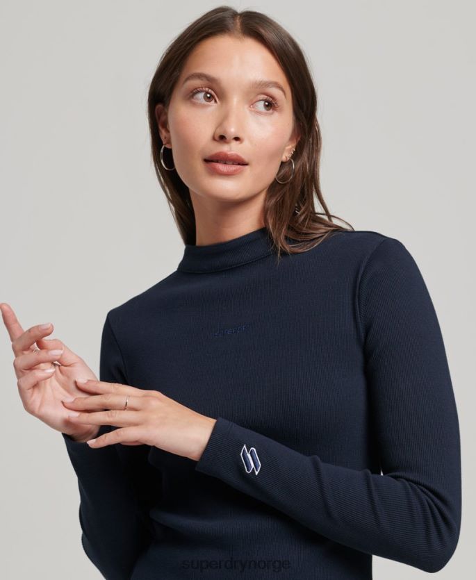 Superdry marinen klær 86P46D6534 bodycon minikjole med lange ermer kvinner