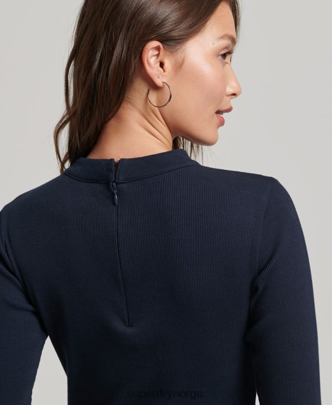 Superdry marinen klær 86P46D6534 bodycon minikjole med lange ermer kvinner