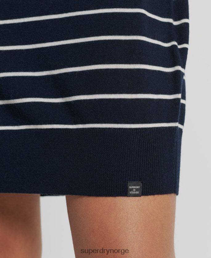 Superdry marinen klær 86P46D6604 studios merino strikket minikjole kvinner