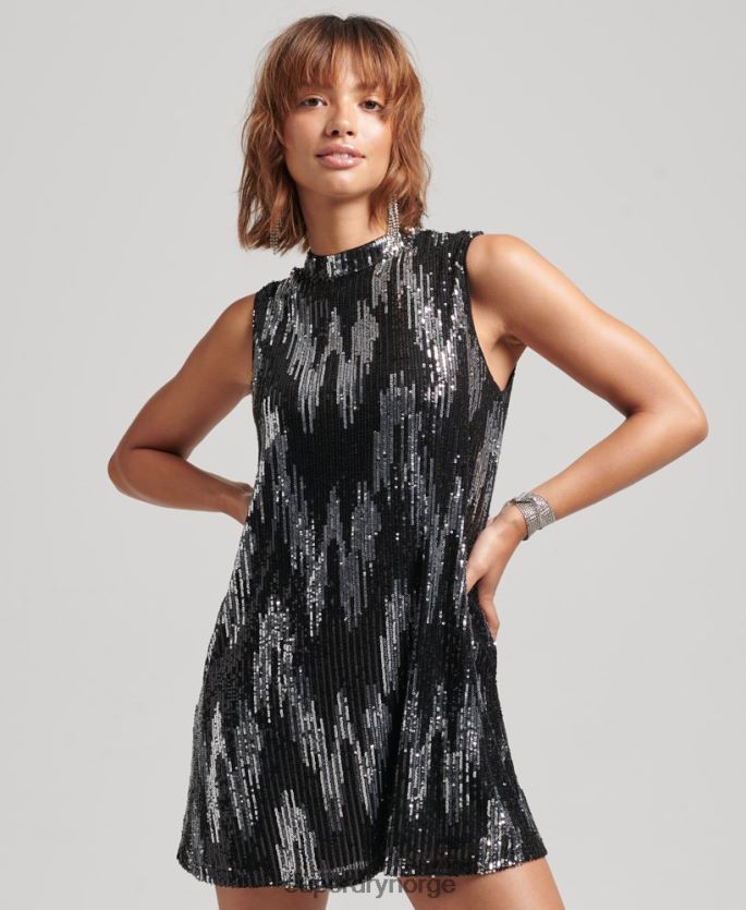 Superdry multi klær 86P46D2460 paljett en linje mini kjole kvinner