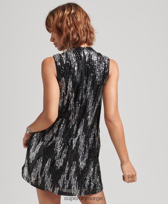 Superdry multi klær 86P46D2460 paljett en linje mini kjole kvinner