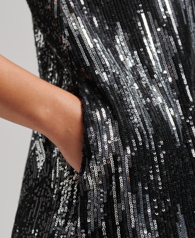 Superdry multi klær 86P46D2460 paljett en linje mini kjole kvinner