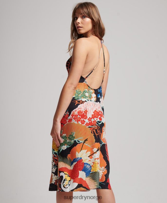 Superdry multi klær 86P46D2486 trykt midi slip kjole kvinner