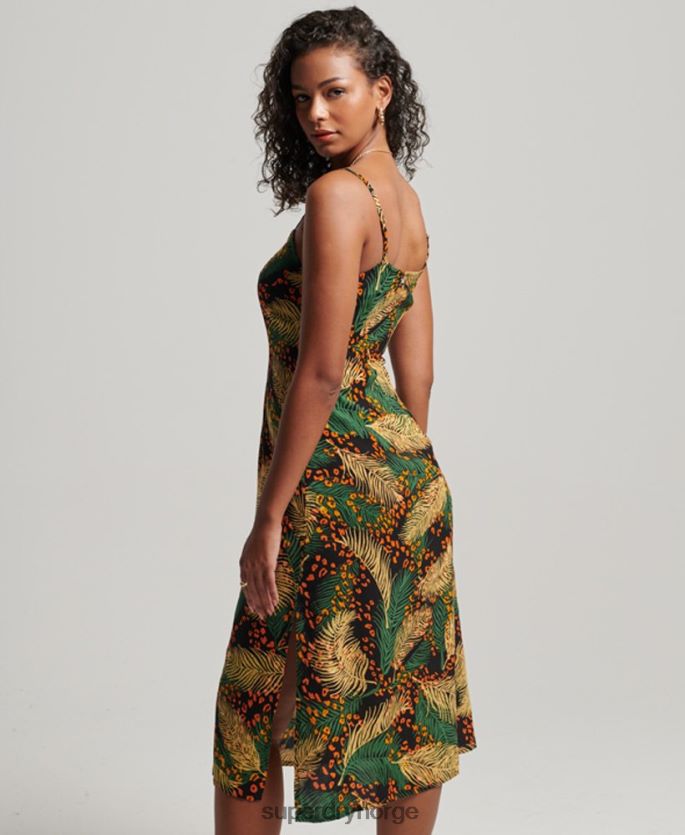 Superdry multi klær 86P46D2490 cami midikjole med trykkknapp kvinner