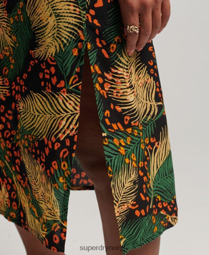 Superdry multi klær 86P46D2490 cami midikjole med trykkknapp kvinner