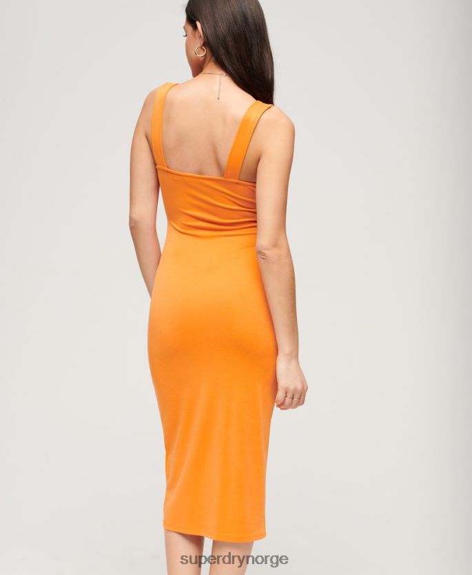 Superdry oransje klær 86P46D2008 midikjole i jersey med firkantet hals kvinner