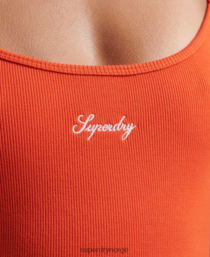 Superdry oransje klær 86P46D2471 s strappy kjole med logo kvinner
