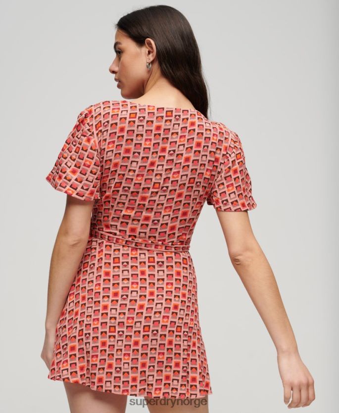 Superdry rød klær 86P46D1996 vintage minikjole kvinner