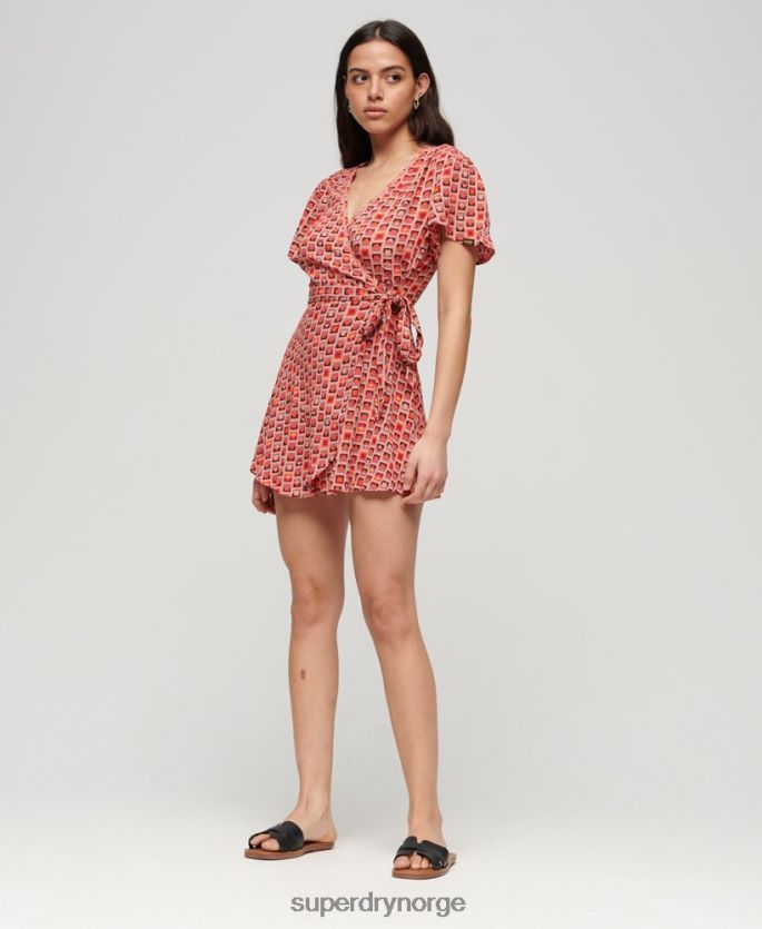 Superdry rød klær 86P46D1996 vintage minikjole kvinner