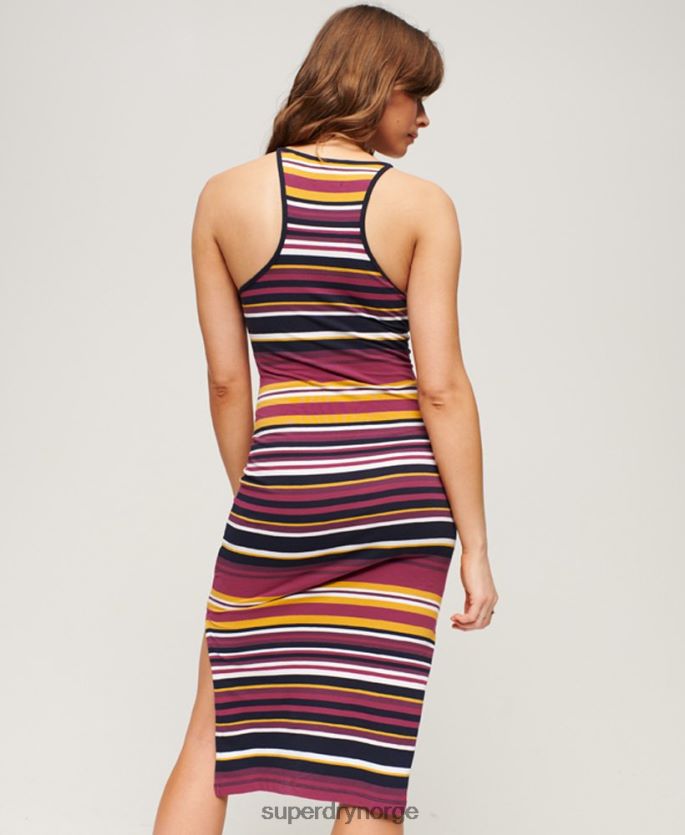 Superdry rød klær 86P46D2011 jersey stripe cami midikjole kvinner