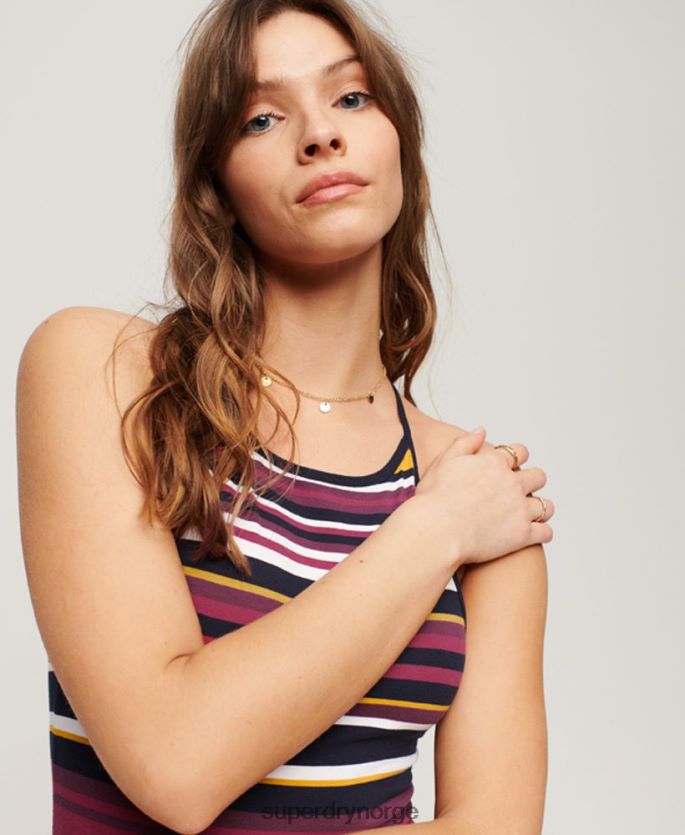Superdry rød klær 86P46D2011 jersey stripe cami midikjole kvinner