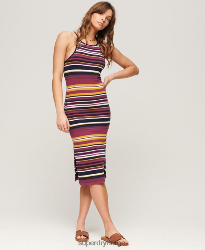 Superdry rød klær 86P46D2011 jersey stripe cami midikjole kvinner