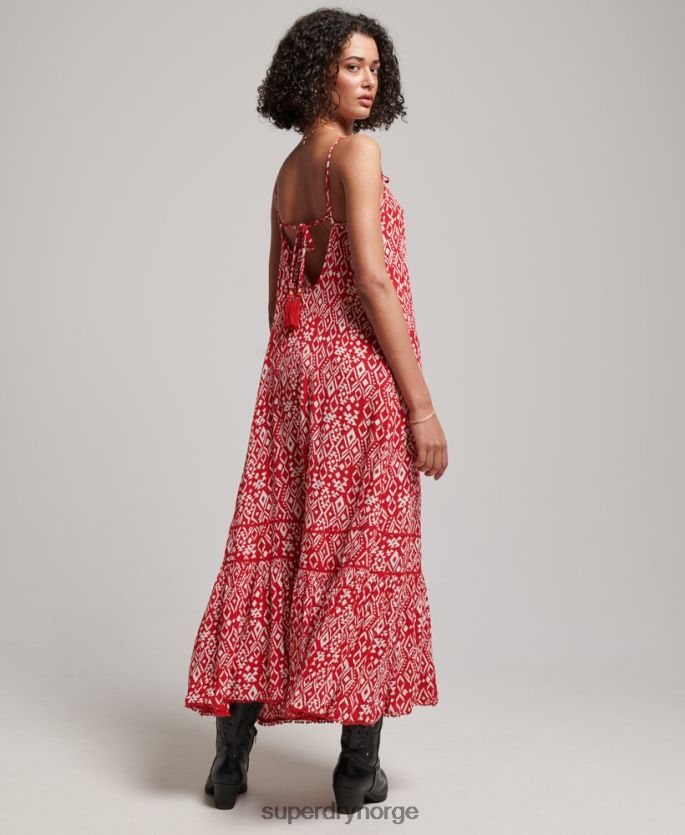 Superdry rød klær 86P46D2376 lang cami kjole kvinner