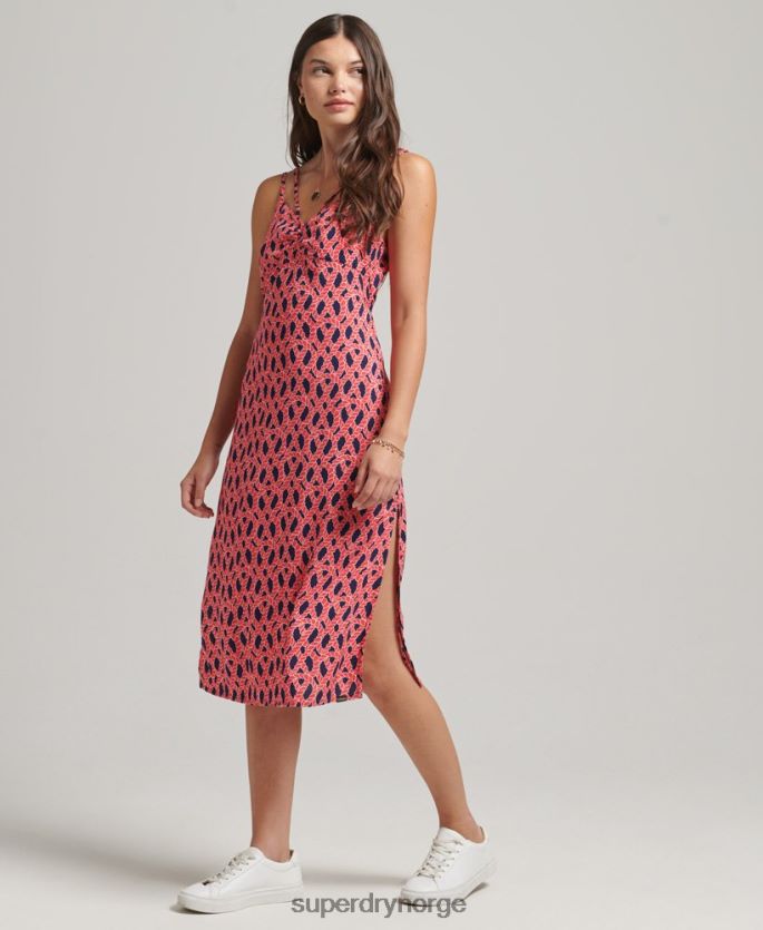 Superdry rød klær 86P46D2396 vintage cami strappy kjole kvinner