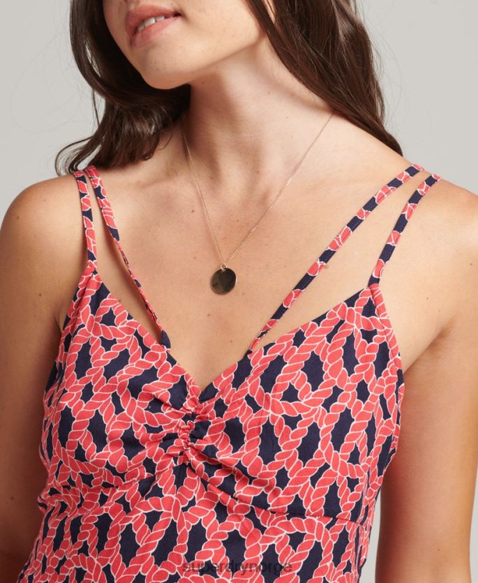 Superdry rød klær 86P46D2396 vintage cami strappy kjole kvinner