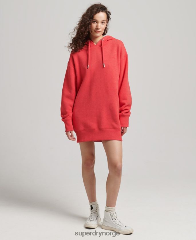 Superdry rød klær 86P46D2462 svettekjole med brodert logo i økologisk bomull kvinner