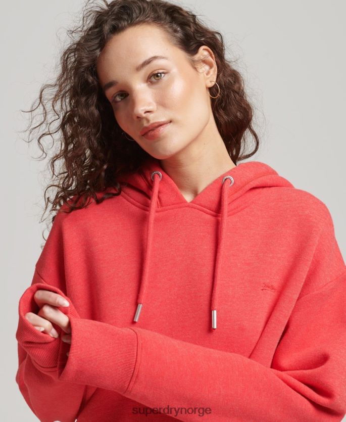 Superdry rød klær 86P46D2462 svettekjole med brodert logo i økologisk bomull kvinner