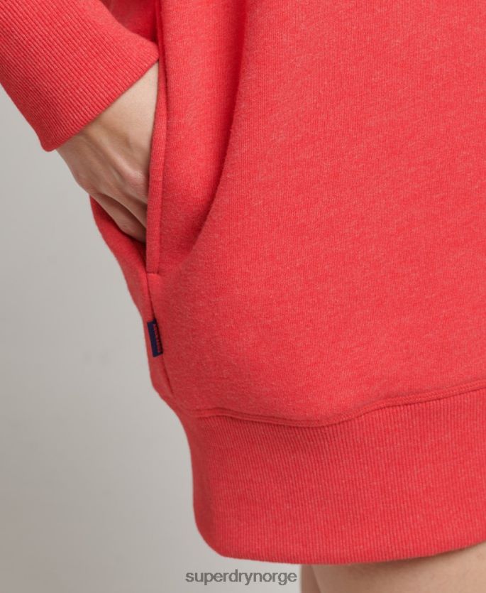 Superdry rød klær 86P46D2462 svettekjole med brodert logo i økologisk bomull kvinner