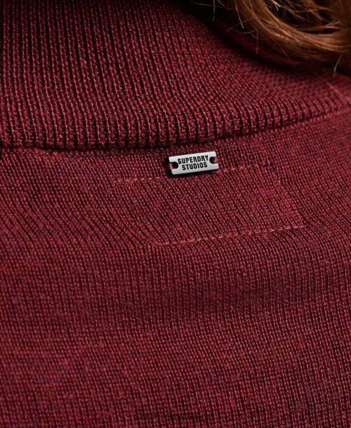 Superdry rød klær 86P46D2483 merino strikket kjole kvinner