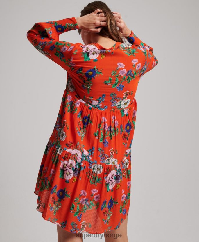 Superdry rød klær 86P46D2484 studios off duty minikjole kvinner