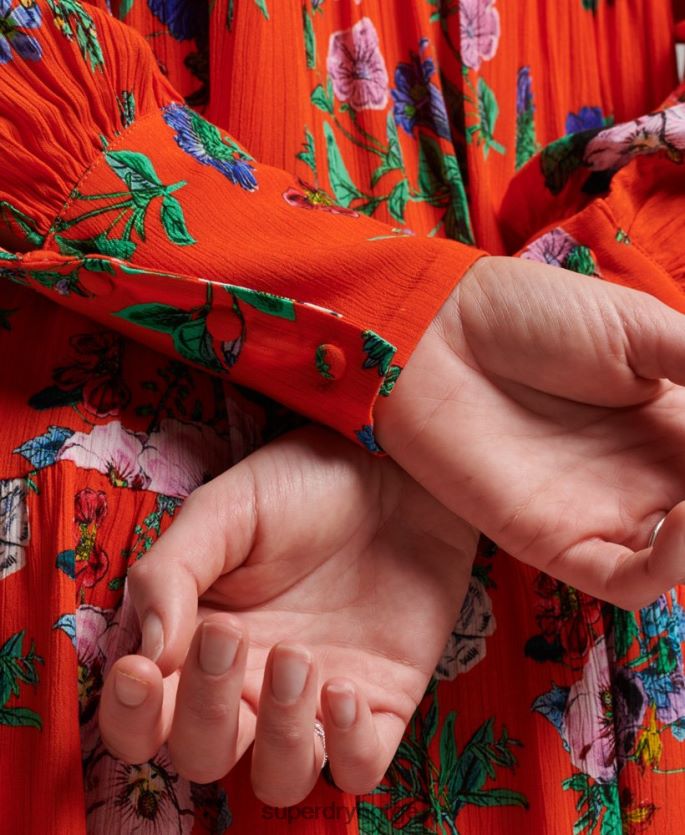 Superdry rød klær 86P46D2484 studios off duty minikjole kvinner